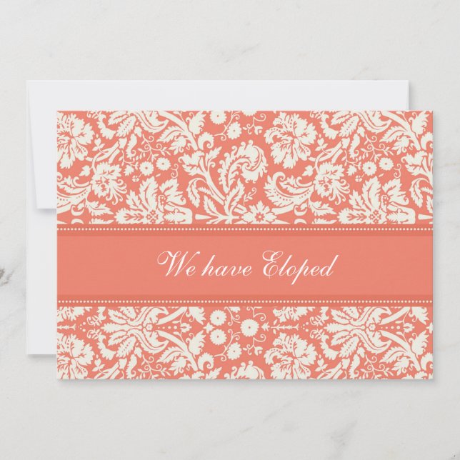 Cartes de Faire-part d'élopage Coral Damask (Devant)