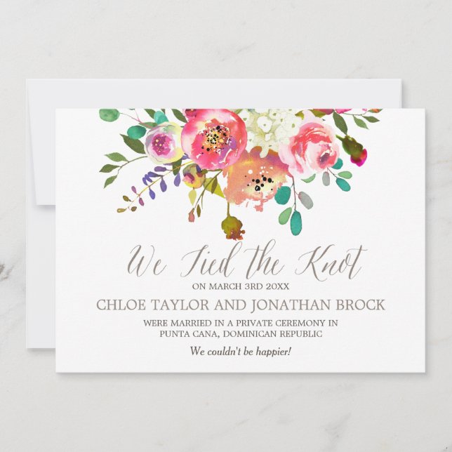 Cartes de Faire-part d'Elopement Bouquet Aquarelle (Devant)