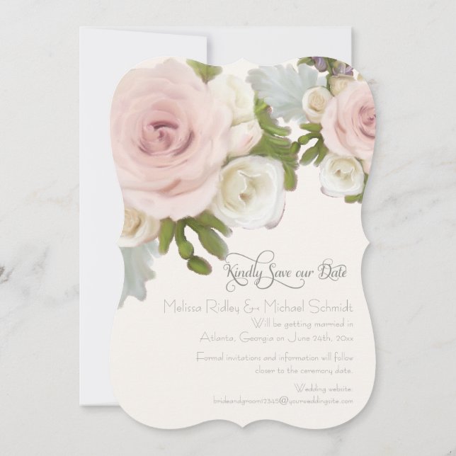 Cartes de Faire-Part Élégante Succulente Rose (Dos)