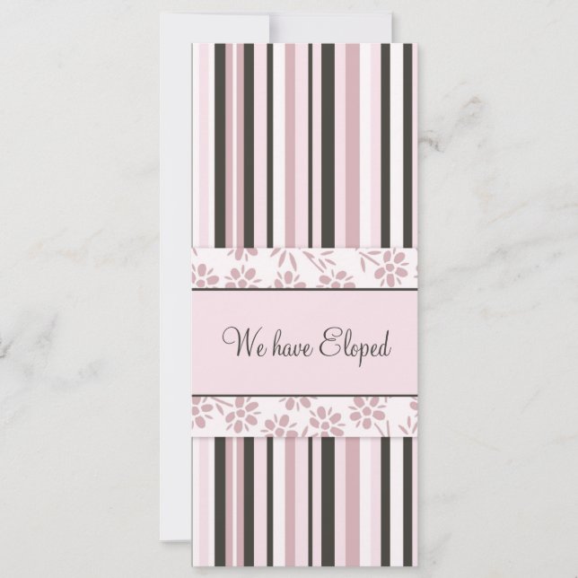 Cartes de Faire-part Elopement Pink Stripes (Devant)