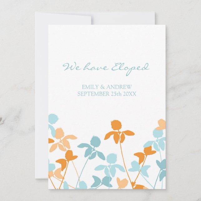 Cartes de Faire-part orange Floral Elopement (Devant)