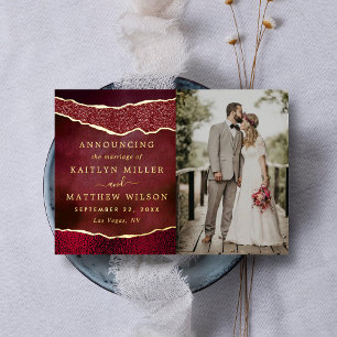 Cartes de Faire-part photo Mariage Agate élégant