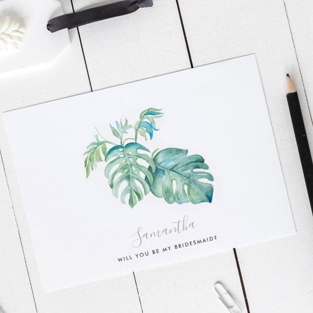 Cartes de femme de chambre Feuille Monstera aquare (Créateur téléchargé)