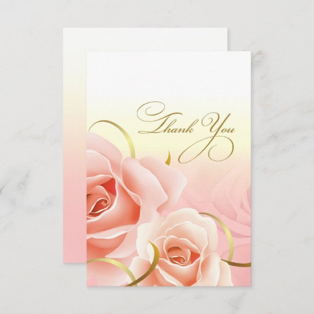 Cartes de fête d'anniversaire de Merci rose Roses (Devant / Derrière)