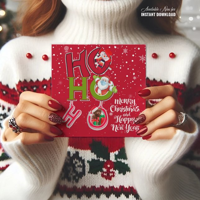 Cartes de fête de Noël rétro drôles HO HO HO (Créateur téléchargé)