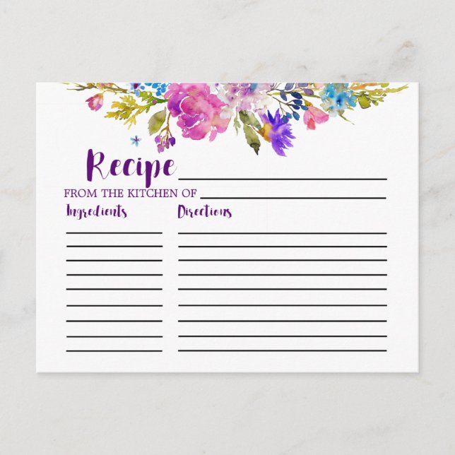Cartes de Fête des mariées de fleurs violettes et  (Devant)
