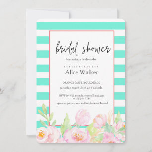 Cartes de Fête des mariées Turquoise avec Peonies