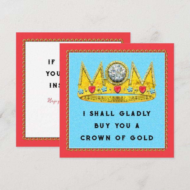 Cartes de fête des mères amusantes (Devant / Derrière)