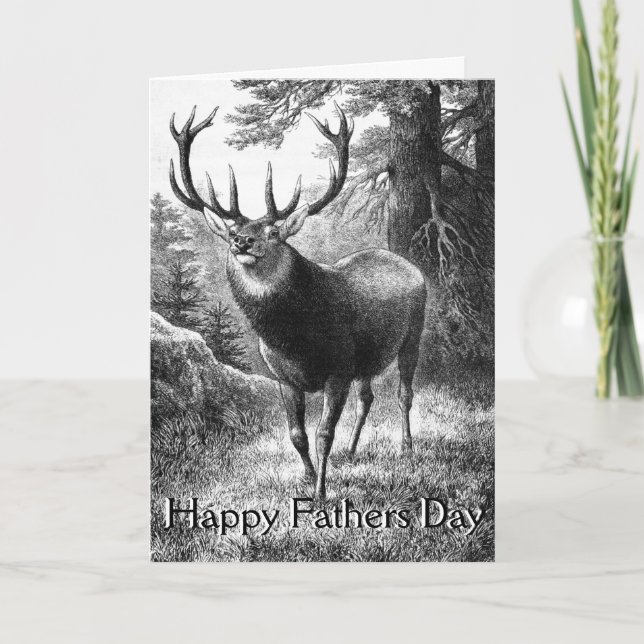 Cartes de fête des pères de chasse de cerfs (Devant)