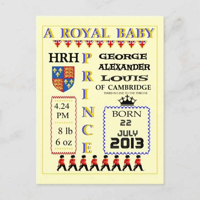 Cartes de fête Royal Prince George de Cambridge (Devant)