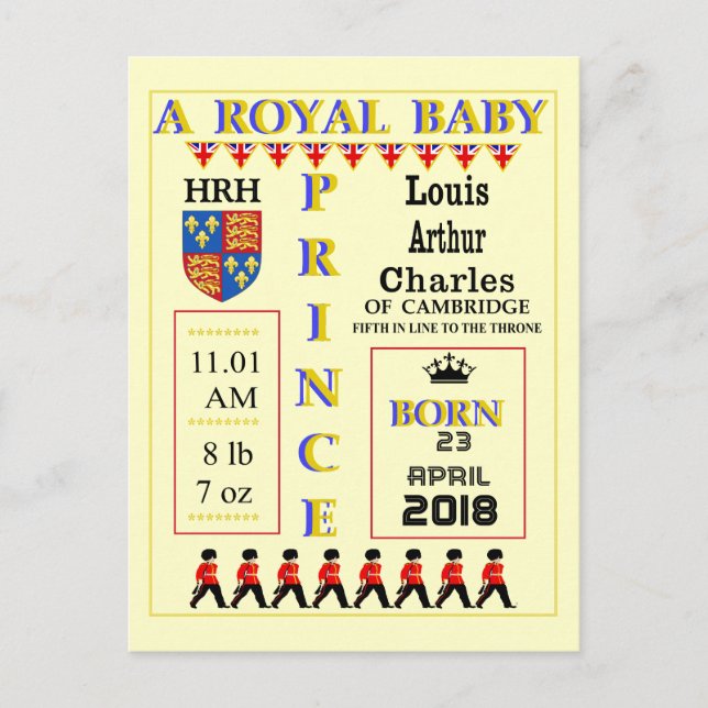 Cartes de fête Royal Prince Louis de Cambridge (Devant)