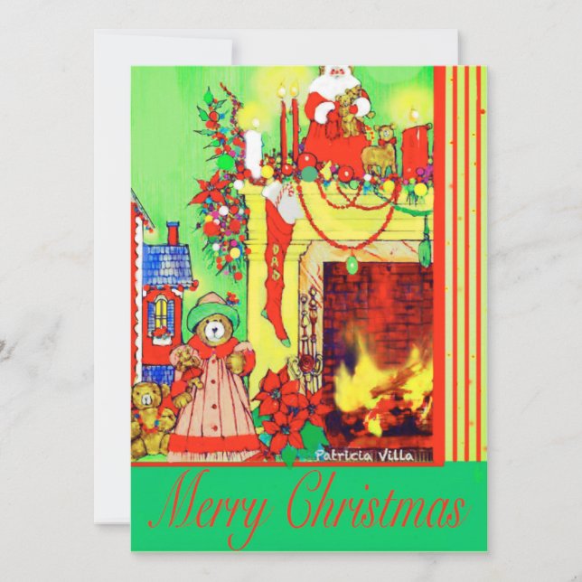 Cartes de Fêtes de Noël et Nounours (Devant)