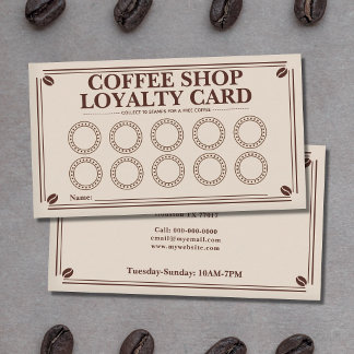 Cartes de fidélité - Café - Grains de café