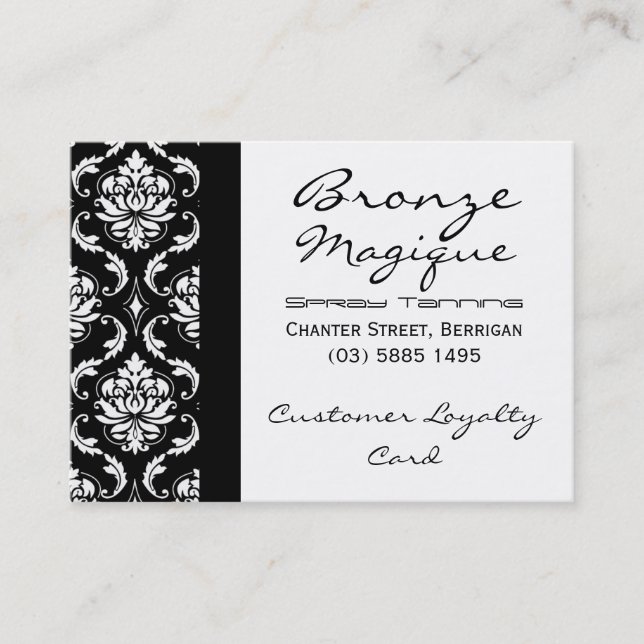 Cartes de fidélité des clients Black Damask (Devant)