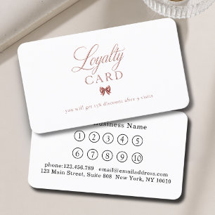 Cartes de fidélité élégantes avec nœud rose doré b
