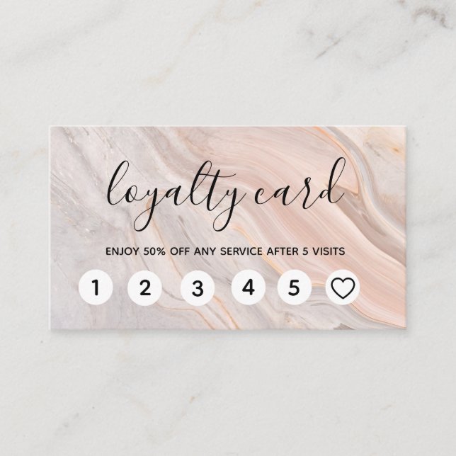 Cartes de fidélité élégantes en marbre rose (Devant)