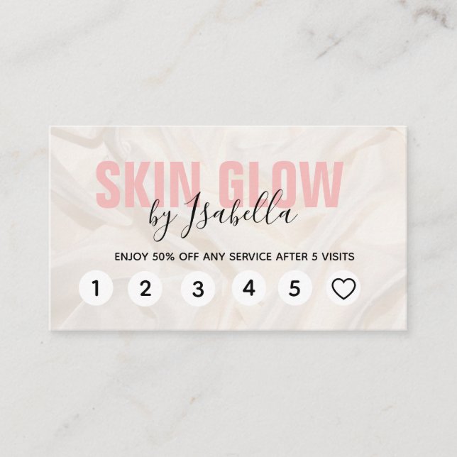 Cartes de fidélité élégantes en soie rose (Devant)