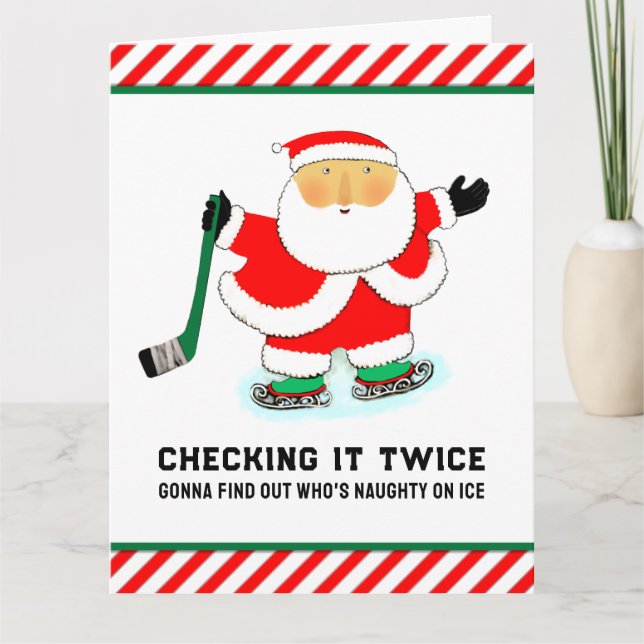 Cartes de fin de année de Noël de hockey (Devant)