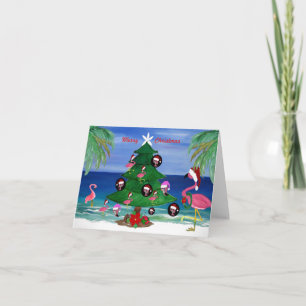 Cartes de flamants de Noël père Noël