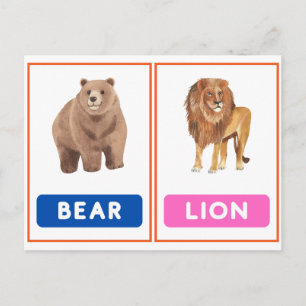 Cartes de Flashcards d'animaux sauvages interactif