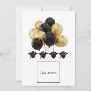 Cartes de graduation Carte Black Gold Ballons