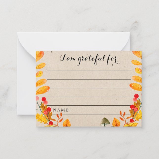Cartes de Gratitude - Activité de Thanksgiving (Devant)