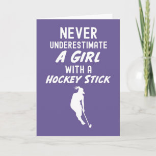 Cartes de hockey rose mignonnes pour fille joueuse