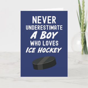 Cartes de hockey sur glace bleu marine pour garçon