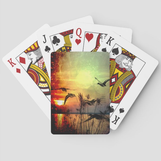 Cartes de jeu assez pittoresques de paysage de lac (dos)