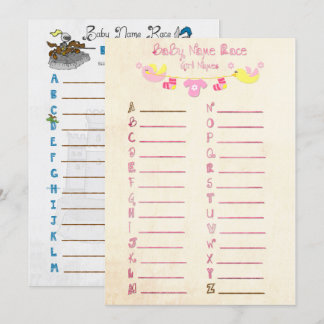 Cartes de jeu Baby shower course