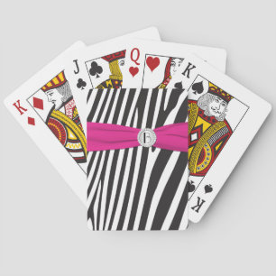 Cartes de jeu barrées par zèbre blanc noir rose