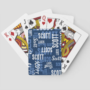 Cartes de jeu bleu personnalisées avec son nom