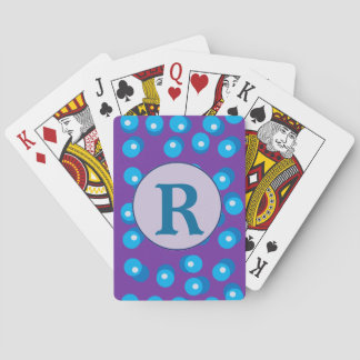 Cartes de jeu bleues de lettre de points