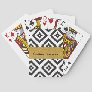 Cartes de Jeu Chic Noir & Blanc Géométrique & Or