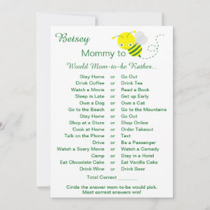 Cartes de jeu de baby shower 'Would Mom Rather'