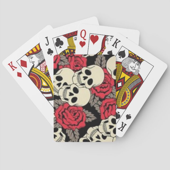 Cartes de jeu de crânes et de roses, visages (dos)