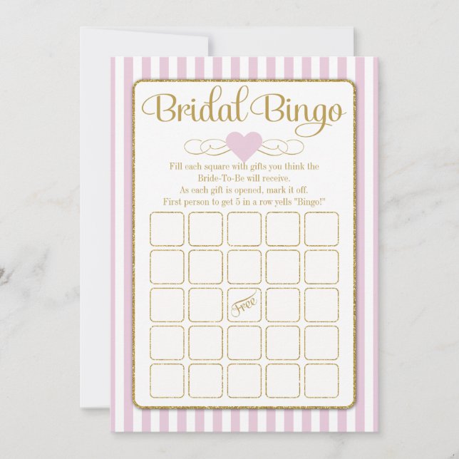 Cartes de jeu de Fête des mariées en or rose Bingo (Devant)