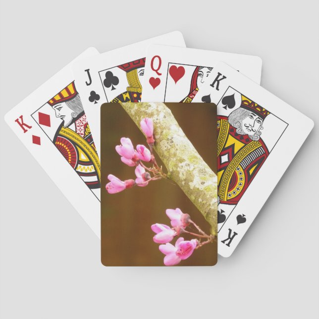 Cartes de jeu de fleurs d'arbre de judas (dos)