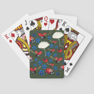 Cartes de jeu de fleurs de coccinelles