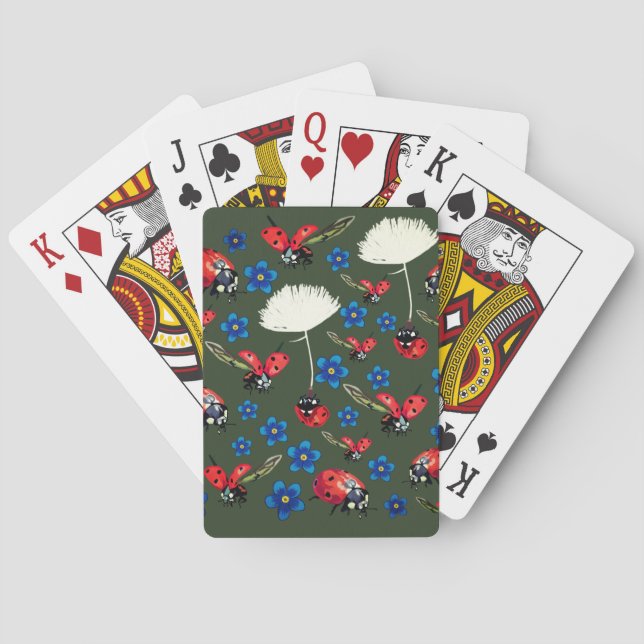 Cartes de jeu de fleurs de coccinelles (dos)