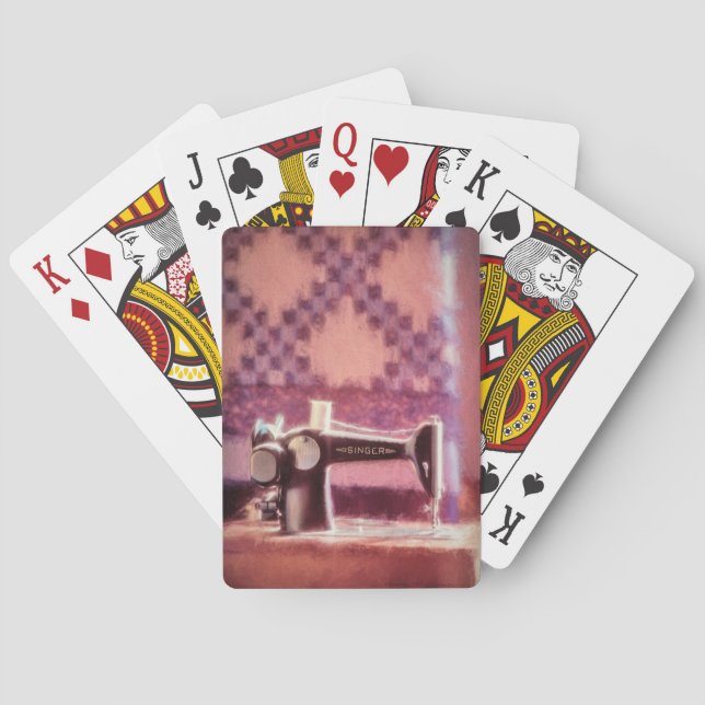Cartes de jeu de machine à coudre de chanteur (dos)