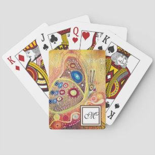 Cartes de jeu de monogramme d'art de papillon