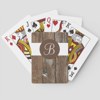 Cartes de jeu de monogramme sur mesure en bois rus