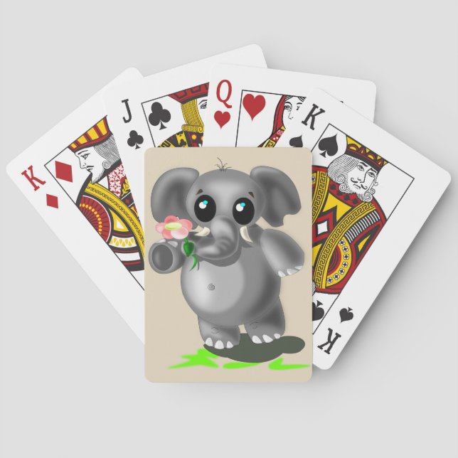 Cartes De Jeu D'Éléphant Cute (dos)