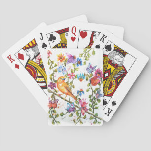 CARTES DE JEU D'OISEAUX JAUNES EMPREINTES DE PATTE