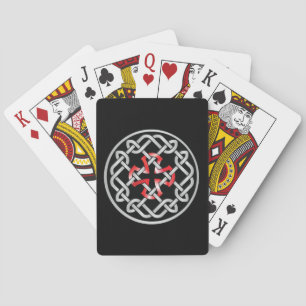Cartes de jeu en métal rouge noeud celtique