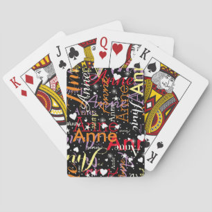 Cartes de jeu en noir avec nom pour une fille