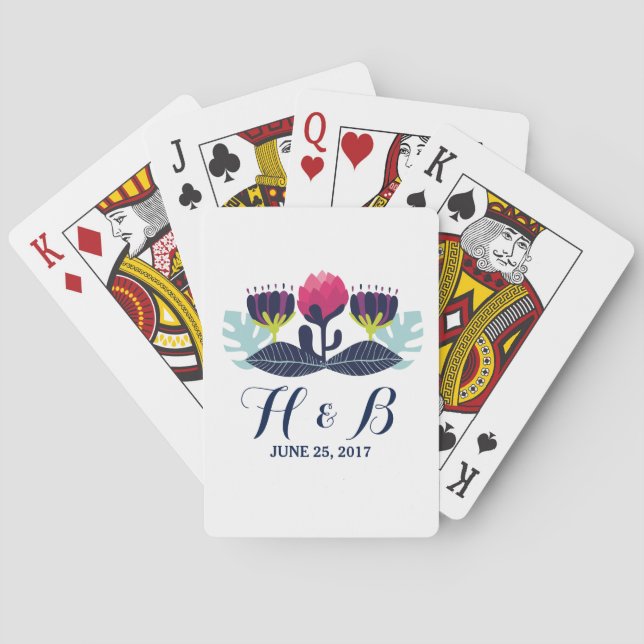 Cartes de jeu florale funky (dos)