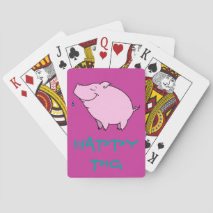 Cartes de jeu heureuses de porc, visages standard