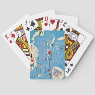 Cartes de jeu illustrées des îles des Caraïbes